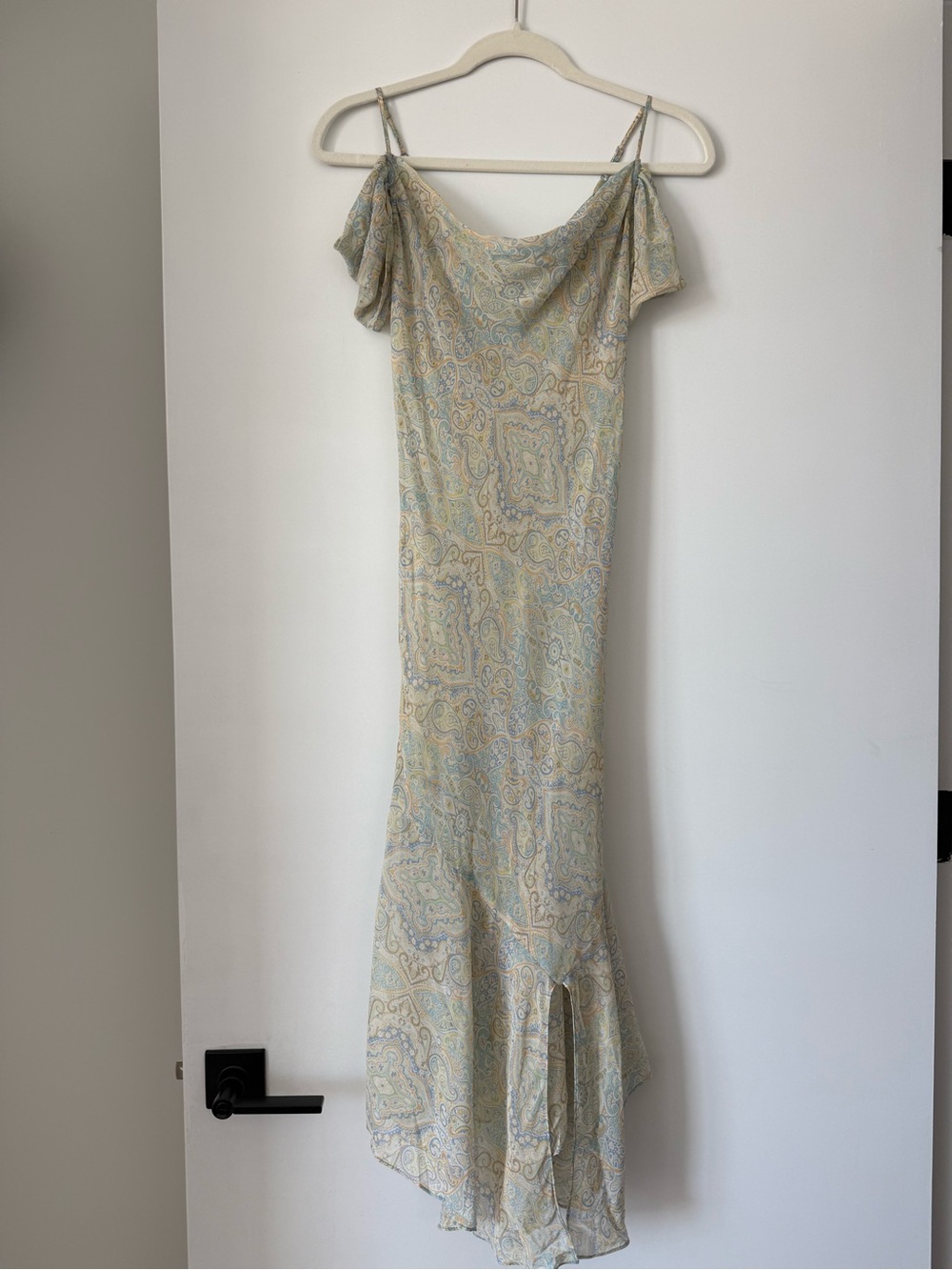 Vintage Silk Paisley Bias Cur Midi Dress
